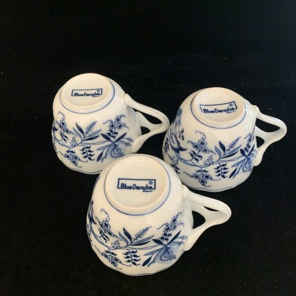 3 Blue Danube Porcelain Coffee Cups w/Saucers Japan Demitasse Rectangle Mark - Picture 8 of 10